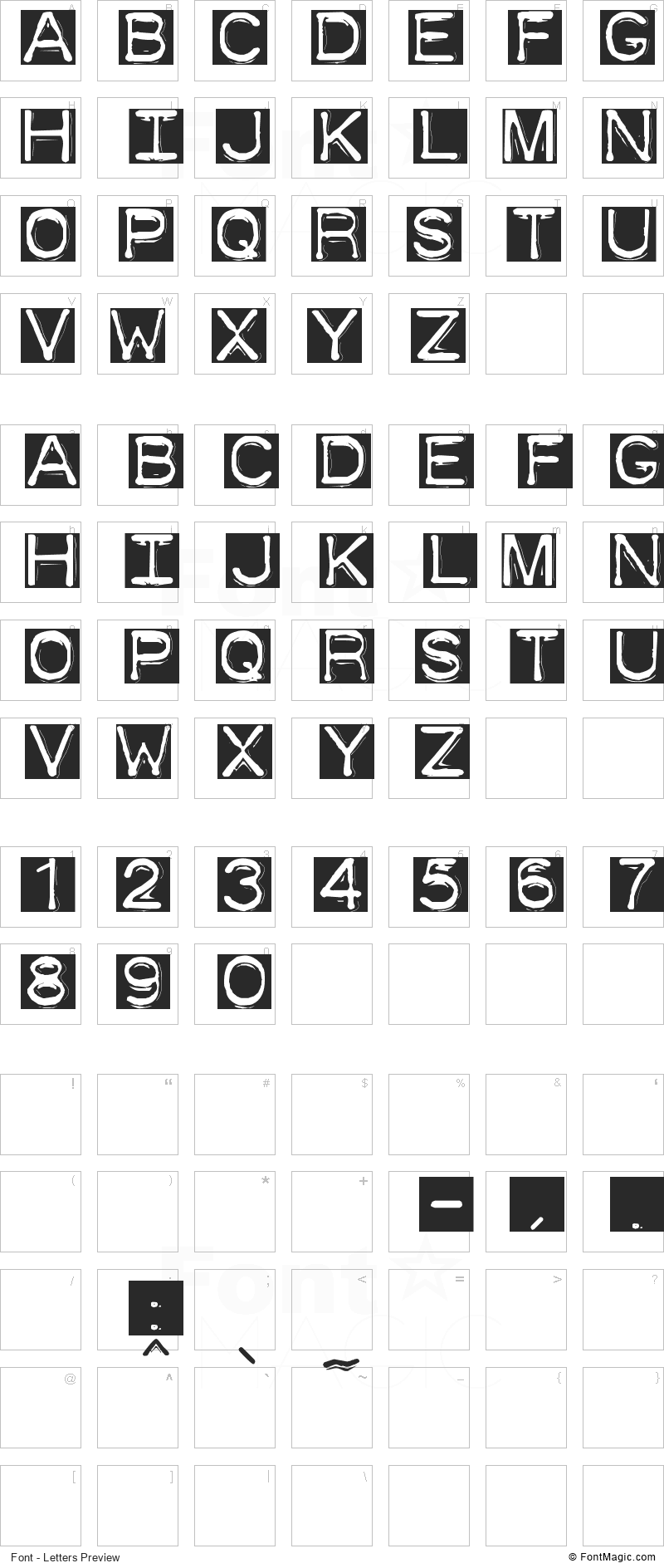 Dymo Font Invers Font - All Latters Preview Chart